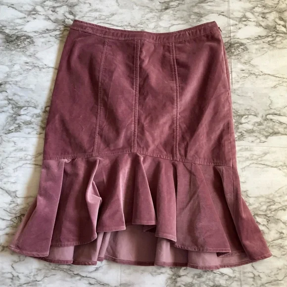 Garnet Hill Velveteen Equestrian Flared Ruffled Hem Skirt - Picture 3 of 9